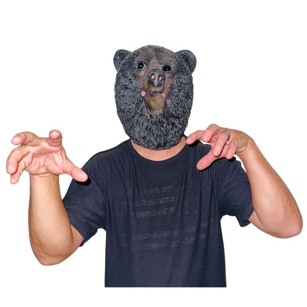 Halloween mask Realistic Black Bear hunter Full Head Costume cosplay scary anima